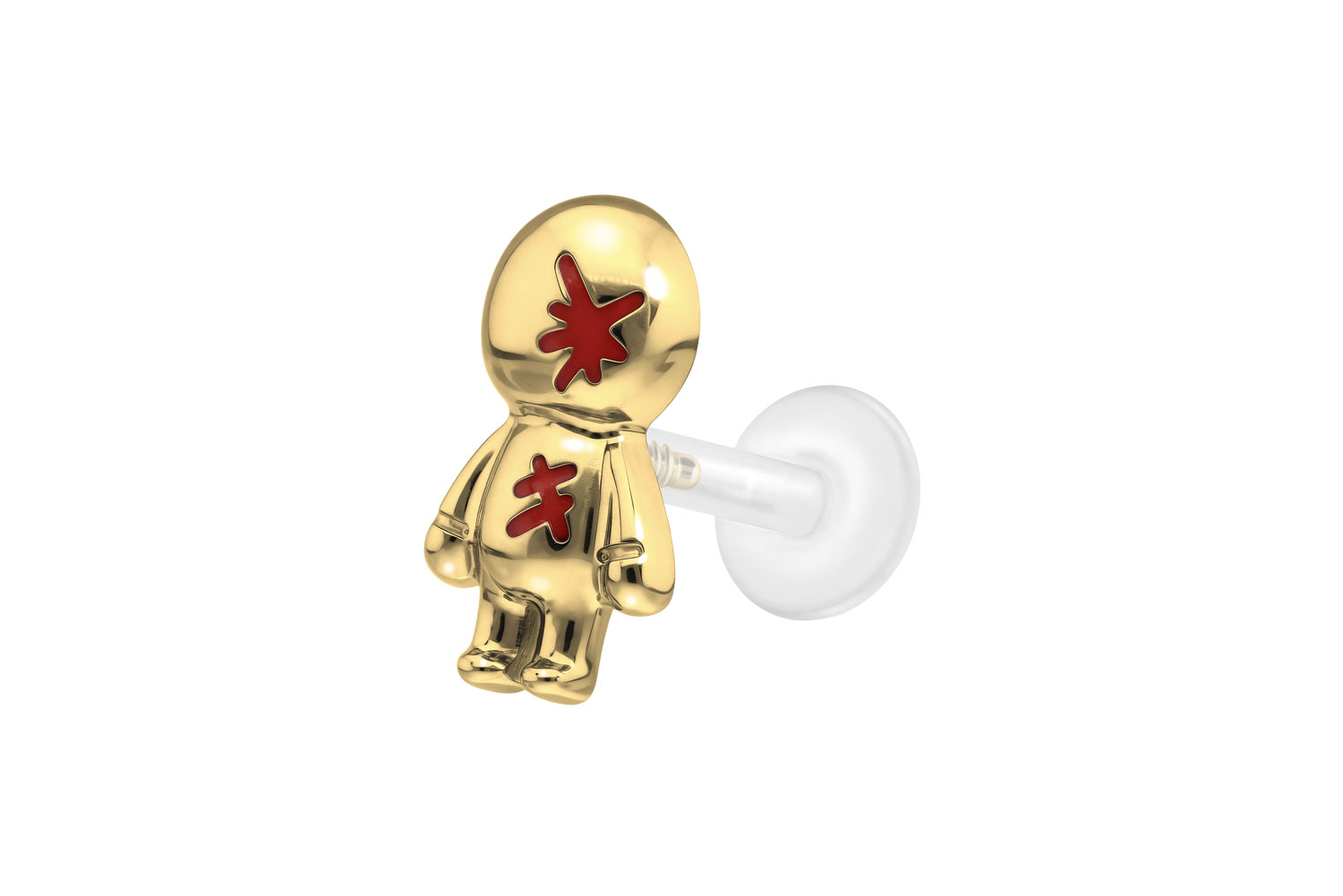 PTFE Labret Piercing mit Innengewinde + Titan-Aufsatz PUPPE